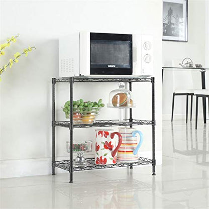 3-Tier Shelf, Adjustable Wire Metal Rack Shelving, Heavy Duty Standing Storage Shelves, Garage, Kitchen, Office, Bathroom, Shelfs Easy Assembly, 23" W x 14" D x 32" H, Black - color: Black, size: 3-tier 23.22"W x 13.39"D x 31.5"H