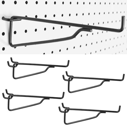 Pegboard Shelf Hooks 4Pack Metal Brackets, Peg Board Accessories(Black, 8") - color: Black, size: 8 Inch