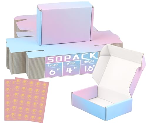6"x4"x1.6" Shipping Boxes, 50 Pack Purple Cardboard Mailer Box, Small Gift Boxes for Packaging Small Business - color: Purple, size: 6x4x1.6 in