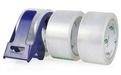 BOMEI PACK Packing Tape with Blue Dispenser Clear Packaging Tape for Shipping Moving Strong Sealing Adhesive Industrial Depot Tapes for Storage 1.88 inch x 55 Yards, 3 Rolls - color: clear