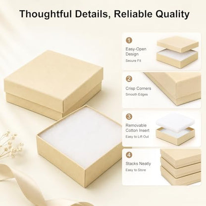 Jewelry Gift Boxes, 40 Pack 3.5x3.5x1 Inch, Brown - color: Brown, size: 3.5x3.5x1 Inch (Pack of 40)