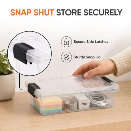 Superio 0.7 Quart Mini Clear Plastic Storage Container with Lid, Stackable Small Organizer Box for Crayons, Art Supplies, Beads, Sewing, Stationery & Food Storage, 2 Pack - size: 0.7 Quart