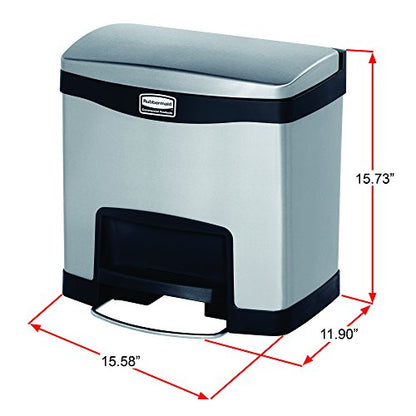 Rubbermaid Commercial Products Slim Jim Front Step-On Trash Can, 4-Gallon, Black Stainless Steel, Hands-Free Garbage Can/Container for Home/Kitchen/Office/Restaurant - color: Black, size: 4 Gallon