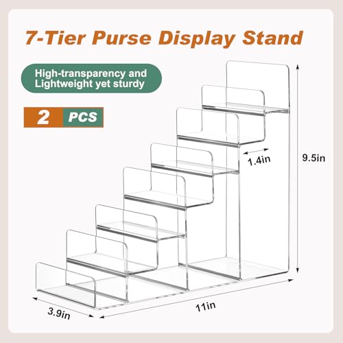 Kathfly 2 Pack 7-tier Acrylic Display Stand for Purses & Wallets - size: 7-tier
