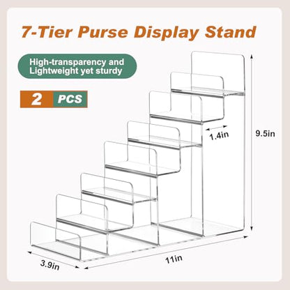 Kathfly 2 Pack 7-tier Acrylic Display Stand for Purses & Wallets - size: 7-tier