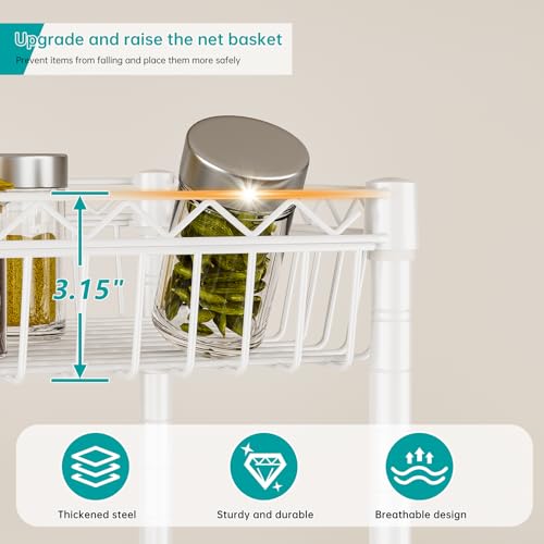 SINGAYE 6 Tier Shelf Wire Shelving Adjustable Storage Shelves Basket Rack - color: White, size: 6-Tier[13.5"Dx13.5"Wx63"H]