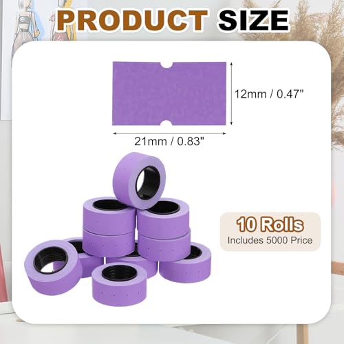 PATIKIL Pricing Labels Price Gun Labels Self-Adhesive 10 Rolls 5000pcs - color: Purple