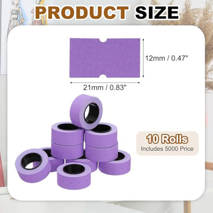 PATIKIL Pricing Labels Price Gun Labels Self-Adhesive 10 Rolls 5000pcs - color: Purple