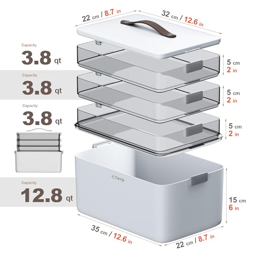 CTIME 4-Tier Medicine Organizer - Portable Medicine Cabinet with Handle - size: Extra Large 4-Tier