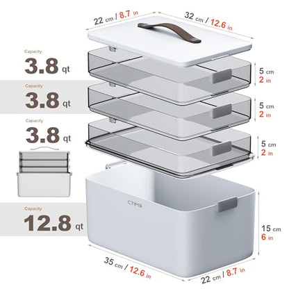 CTIME 4-Tier Medicine Organizer - Portable Medicine Cabinet with Handle - size: Extra Large 4-Tier