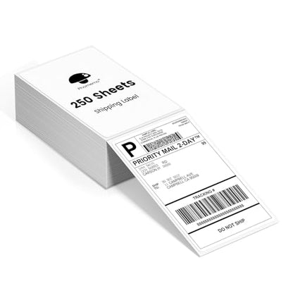 Phomemo 4x6 Thermal Shipping Label, Commercial Grade, 250 Sheets/Stack - color: White-250