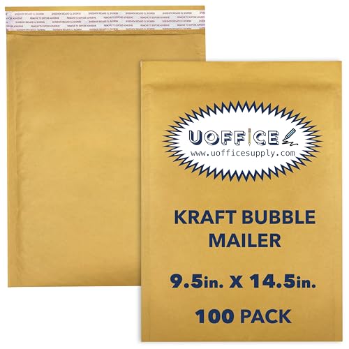 Kraft bubble mailers, Self seal shipping envelopes pack- 100, #4-9.5" x 14.5", Bulk padded self seal, Padded mailing, Yellow padded mailers - size: #4 - 9.5" x 14.5"