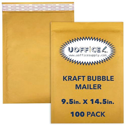 Kraft bubble mailers, Self seal shipping envelopes pack- 100, #4-9.5" x 14.5", Bulk padded self seal, Padded mailing, Yellow padded mailers - size: #4 - 9.5" x 14.5"
