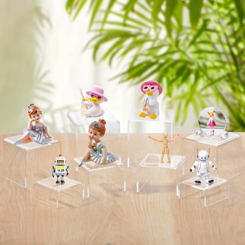 Lemecima 20 Pcs Acrylic Display Risers, Clear Product Stand, Jewelry Display Riser, Cupcakes Holder Dessert Transparent Showcase Stands, Candy Bar Risers, Lifts for Figures