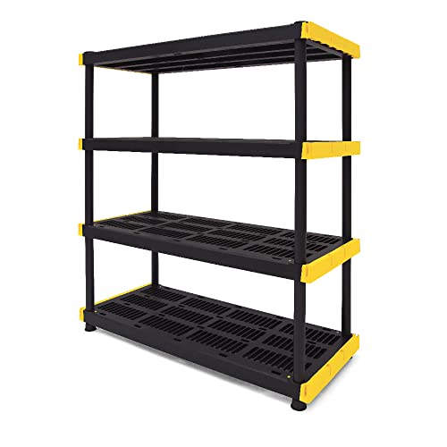 CX Heavy Duty 4-Tier Garage Storage Shelves + 4-pack 27-Gallon Bins & Lids - style: Shelf + 27 Gallon Container (4-Pack)