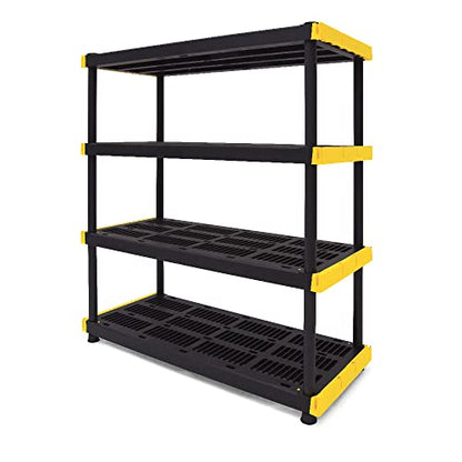 CX Heavy Duty 4-Tier Garage Storage Shelves + 4-pack 27-Gallon Bins & Lids - style: Shelf + 27 Gallon Container (4-Pack)