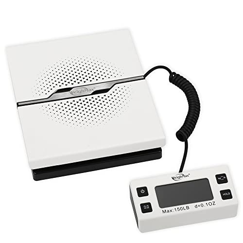 Weighmax W-8809 150 lbs x0.1oz Digital Shipping and Postal Scale with Extended Display, White, Battery and Ac Adapter Included - color: White
