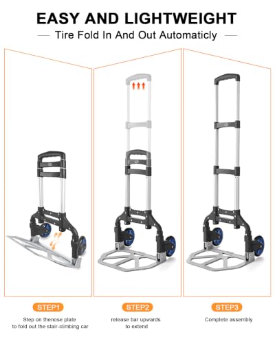 Folding Hand Truck, Dolly Cart with Wheels, Folding Dolly - color: Black Blue