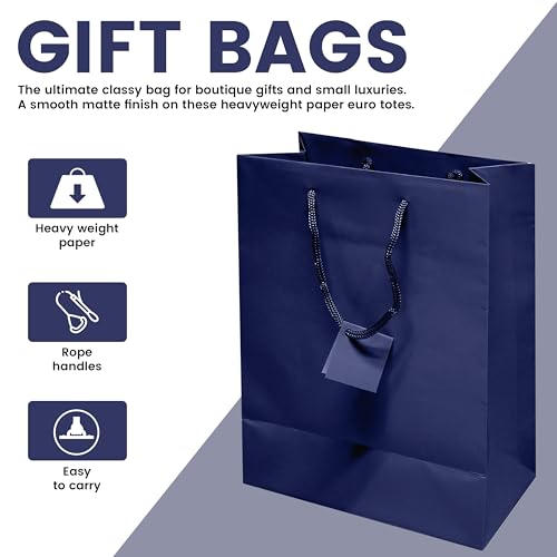 Novel Box Blue Gift Bags with Handles 10 Pack 8x4x10 Inches - color: Blue, size: Large