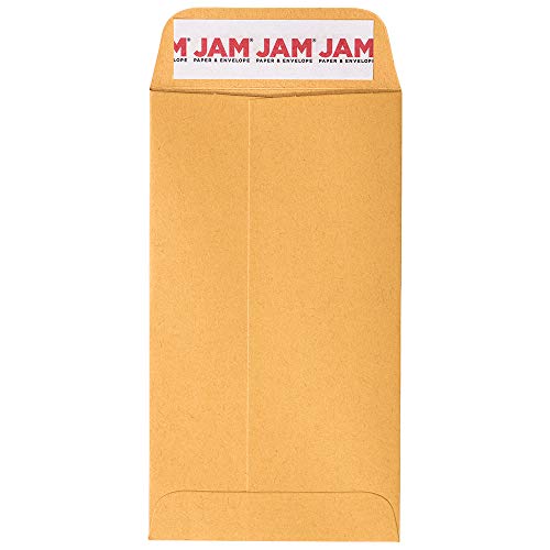 JAM PAPER #6 Coin Business Envelopes with Peel and Seal Closure - 3 3/8 x 6 - Brown Kraft Manila - 100/Pack - color: Pack of 100, size: 3.375 x 6 in Coin