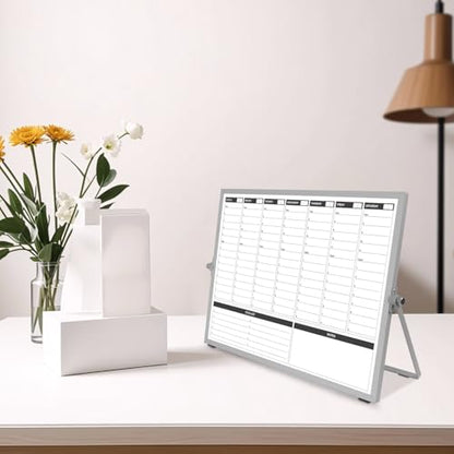 Planning Boards,White Board Dry Erase Calendar with Stand,Double-Sided Weekly Calendar Schedule Board with Time Slots&Monthly Planner with to DO List for Desk and Wall 16"×12"(1 Pack) - size: 16"×12"