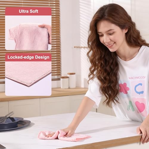 JOYMOOP Microfiber Cleaning Cloth, 18 Piece Set, Medium, Pink - color: J