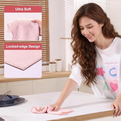 JOYMOOP Microfiber Cleaning Cloth, 18 Piece Set, Medium, Pink - color: J