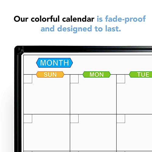 JILoffice Dry Erase Calendar Whiteboard 48 X 36 Inch - Magnetic White Board Calendar Monthly, Black Aluminum Frame Wall Mounted Board for Office Home and School - color: Black, size: 48"W x 36"H