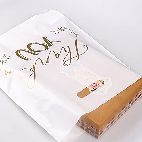 White Thank You Bags for Business Small, 100 PCS 12x15 Plastic Bags - color: White Thank You Bags