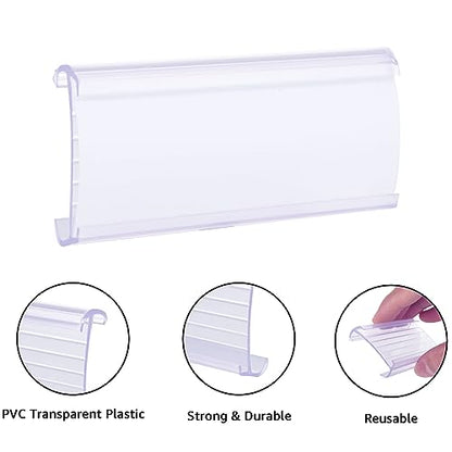 100 Pcs Wire Shelf Label Holders, Wire Rack Label Holder, Plastic Labels for Wire Shelving, Shelf Label Clips with Label Paper Inserts,Compatible with 1-1/4 Inch Shelves