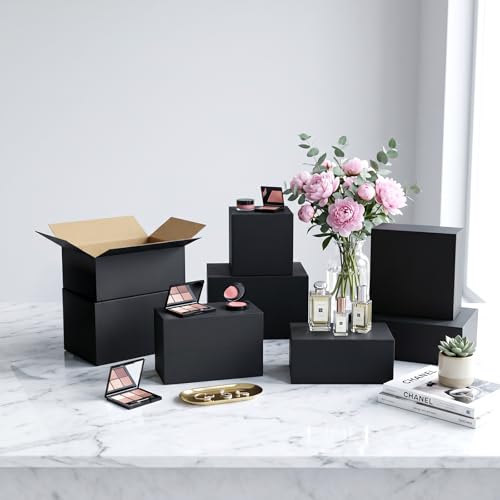 8x8x4 Medium Shipping Boxes, 30 Pack Black Cardboard Mailer Box, Gift Boxes for Packaging Small Business - color: Black, size: 8x8x4 in