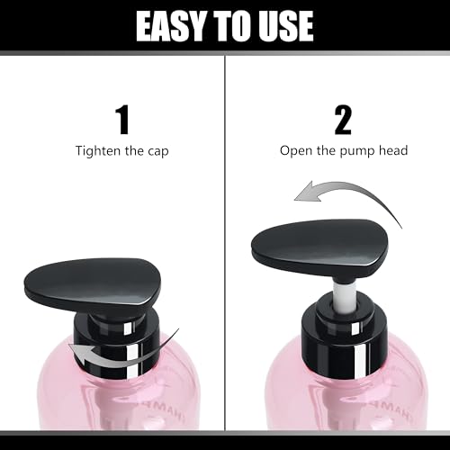 Shampoo and Conditioner Dispenser Set, YACEYACE 3Pcs 16.9oz - color: Clear Pink