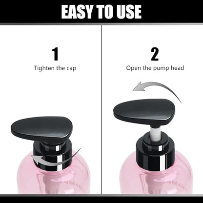 Shampoo and Conditioner Dispenser Set, YACEYACE 3Pcs 16.9oz - color: Clear Pink