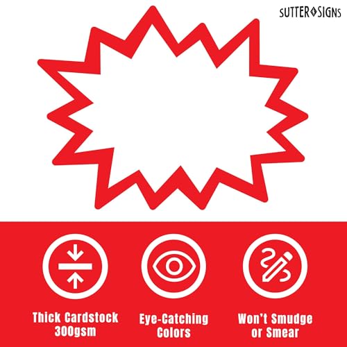 Starburst Signs with Stickers 100pcs - color: White, size: 6x8