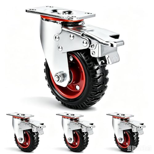 6-inch Heavy-Duty casters, 4 Pieces, with a Load Capacity of 2000 pounds, Including Accessories, Easy to Install - size: 6 Inches