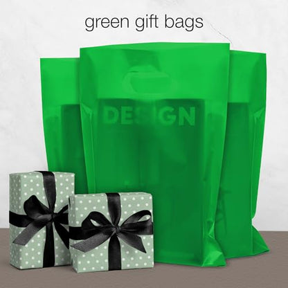 Choice Marts 100 Green Plastic Bags With Handles 9x12 Merchandise Bags - color: Green