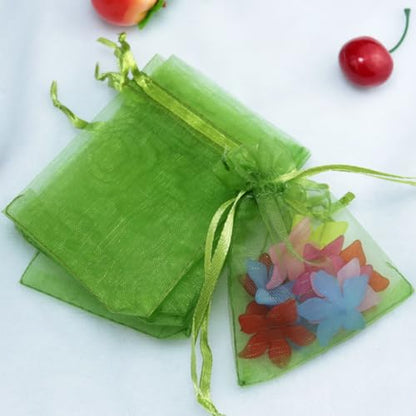 Gmnosuw 100pcs Sheer Organza Mesh Drawstring Gift Bags 4x6 Inch Olive Green - color: Light Green, size: 4x6 Inch (Pack of 100)