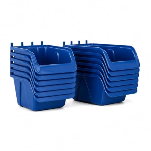 WallPeg Pegboard Bins - 6 Each 7" & 6 Each 5" Organizing Bins Blue - Hooks to Peg Board Panel Organize Hardware Arrange Accessories Workbench Tool Organizer Garage Storage -Made in USA-
