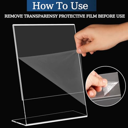 12 Pack Acrylic Sign Holder 8.5 x 11, Clear Plastic Display Stands