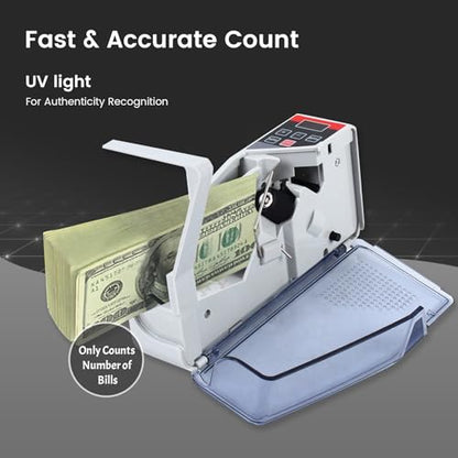 Money Counter, Portable V40 Money Counter Mini Bill Cash Counting Machine Handy Currency Counting Machine with Automatically Stop Counting Function Only for Multi-Currency Handy Banknote Counter - color: 2w-v40