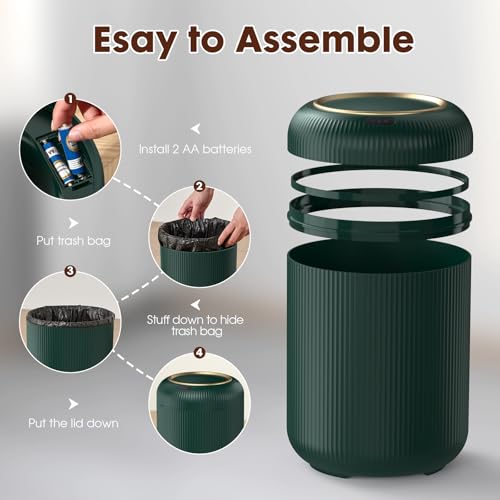 Procade Touchless Sensor Trash Can Bathroom,Small Gold + Green Garbage Can - color: Green