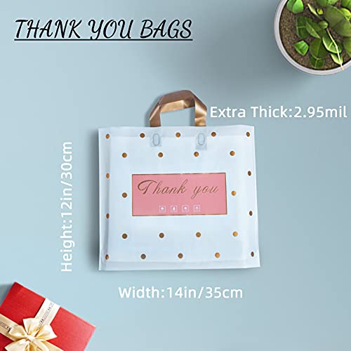 MLAFLY Thank You Bags - 50 Pack Plastic Bags for Small Business, Retail, Parties & Favors (Polka Dot, Medium 12"x14") - size: Medium (Pack of 50)