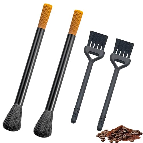 4 PCS Coffee Grinder Cleaning Brush, Espresso Brush Accessories Machine Cleaning Brush for Barista and Home Kitchen - color: Black-4 PCS