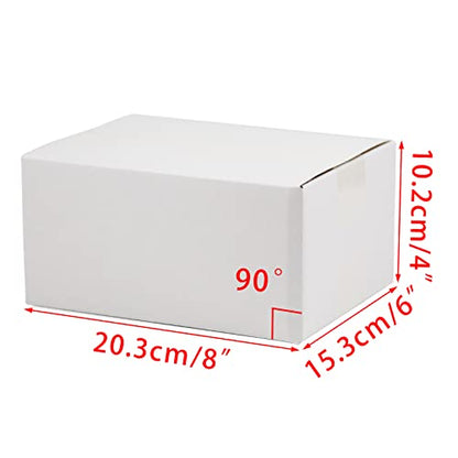 SUNLPH White Shipping Boxes 8x6x4 Inches Small Corrugated Cardboard Boxes, 25 Pack - size: 8 x 6 x 4