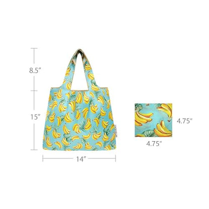allydrew Medium Foldable Tote Nylon Reusable Grocery Bag (Set of 2) - color: Bananas