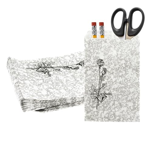 Novel Box 100 Pack Silver Rose Print Flat Merchandise Bags 6x9 in - color: Silver Rose Print, size: 6" x 9" Inches