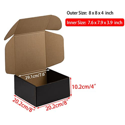 8x8x4 Inches Shipping Boxes Pack of 25, Packaging Corrugated Cardboard Mailer Boxes for Small Bussiness, Black - size: 8 x 8 x 4 inch