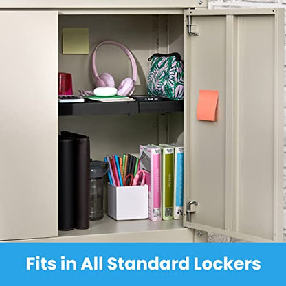 LockerMate Adjust-A-Shelf Locker Shelf for School Organization, Adjustable 12-15", Holds Up to 10 lbs, Black - color: Black