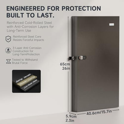 WeHere 96-Key Key Lock Box, Steel Key Holder Cabinet with Combination Lock - size: 2.3inx15.7inx26in