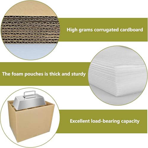 3 Sets Moving Boxes with Divider Kits,16 x 12 x 13 Inch Glassware Dish Packing Box Kitchen Moving Box Corrugate Dividers with 72 Pcs Foam Pouches,1 Pcs tape rolls with dispenser(Two Layer) - size: 16x12x13In-Cup Packaging